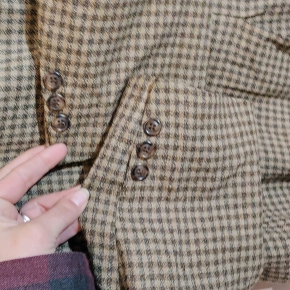 Burberrys Vintage 1970s 1980s brown gingham tailored sport coat 100% Pure Wool - Picture 5 of 17